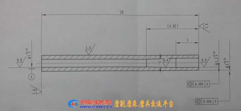 磨内孔， 孔小而且有锥度